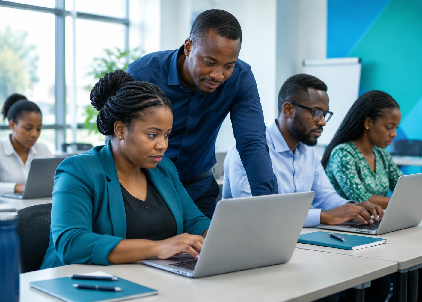 Professional training provider guiding a digital assessment